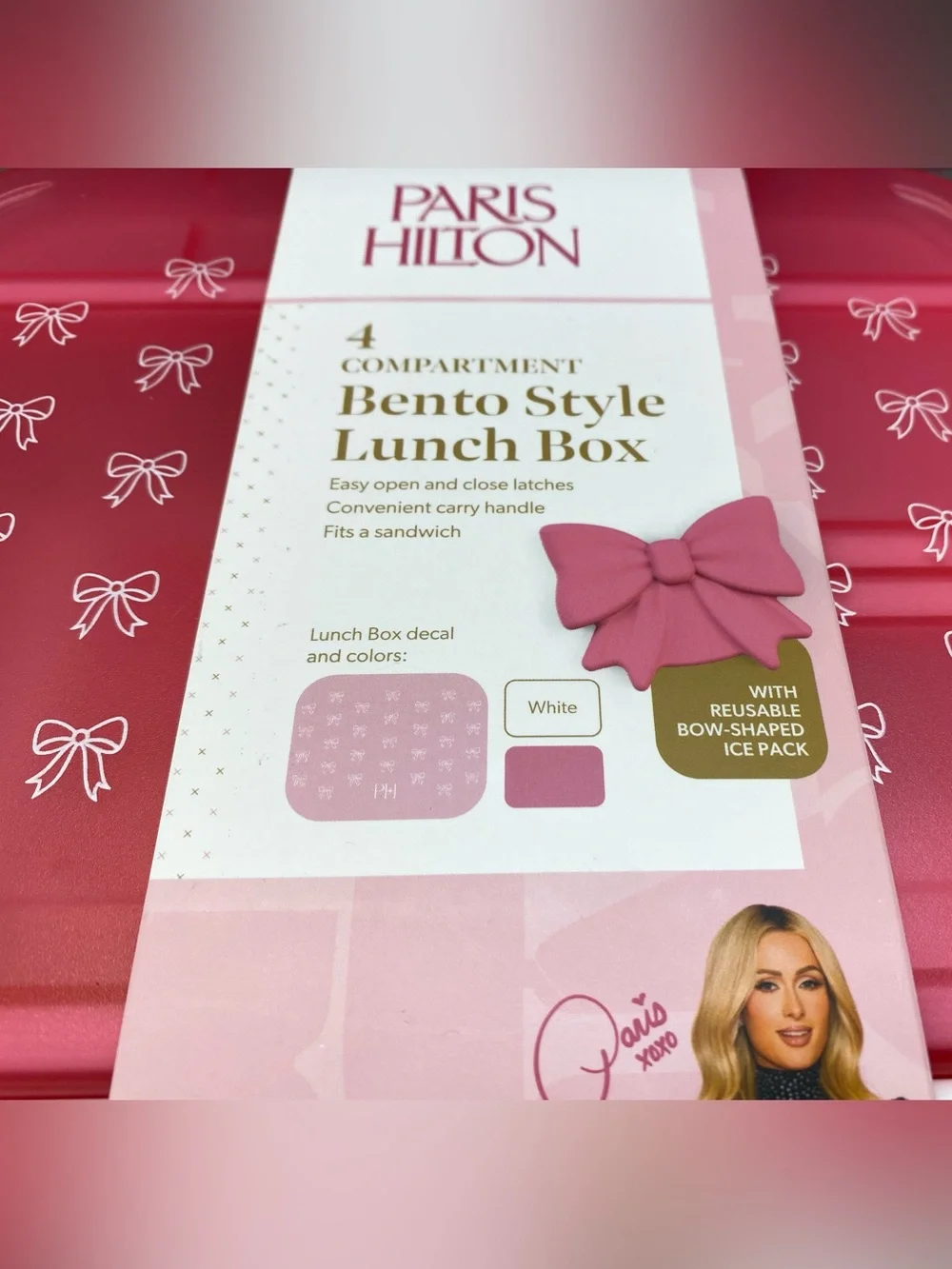 Paris Hilton ❤️Bow Bento style Lunch Box WITH REUSABLE BOW-SHAPED ICE PACK New